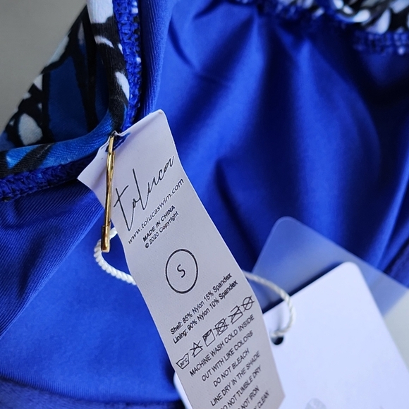 NWT Toluca Swim 2 Pc Angelica Blue Butterfly Bikini Top Bottoms High Waist Sz S - Picture 10 of 16